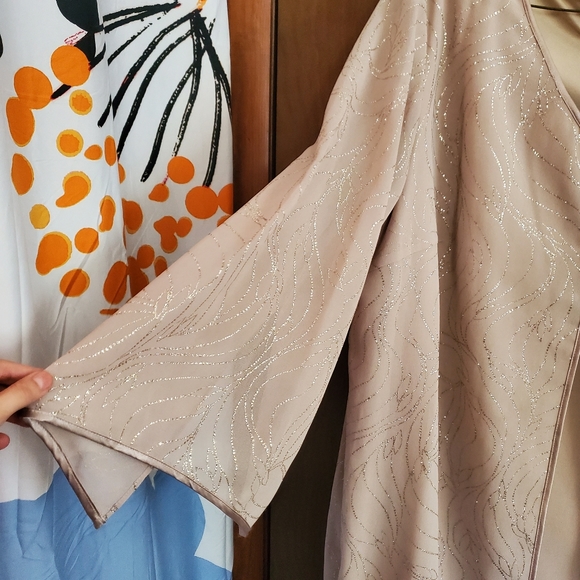 Dana Kay Tan Nude Cream Dress w/ Overlayer - Picture 4 of 5